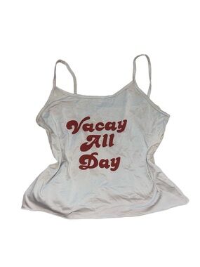 White Vacay All Day Graphic Spaghetti-Strap Cami